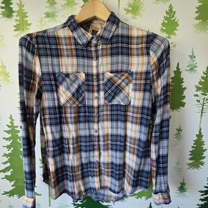 Passport Blue and Orange Plaid Casual Shirt